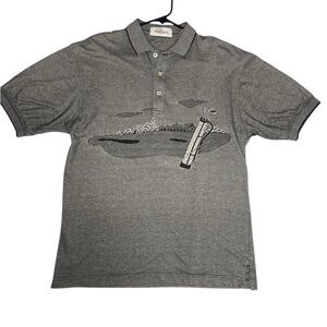 Oleg Cassini Gray Polo Shirt Elegant Pique Knit